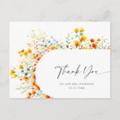 Carte Postale Fleur sauvage de prairie à l'aquarelle Boho Merci (Devant)