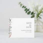 Carte Postale Fleur sauvage Delicate Floral Enregistrer La Date  (Debout devant)