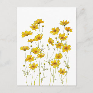 Carte Postale Fleur sauvage jaune – Floral botanique élégant