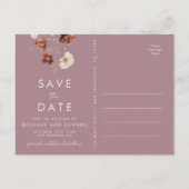 Carte Postale Fleur sauvage mauve de mariage automnal Enregistre (Dos)