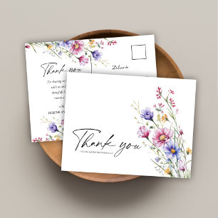 Carte Postale Fleur sauvage moderne Floral Élégant Merci de mari