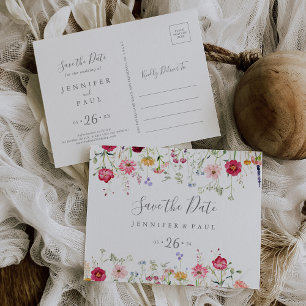 Carte Postale Fleur sauvage Multicolor simple Enregistrer la dat
