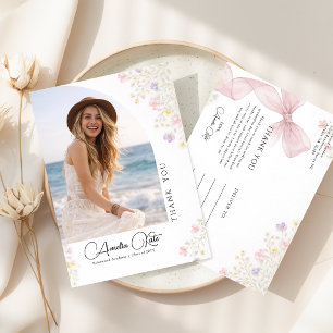 Carte Postale Fleur Sauvage Nœud Rose Photo Remerciements de Dip