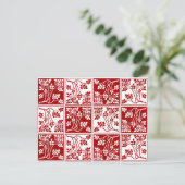 Carte Postale Fleur sauvage Rouge Blanc Carrelé Joli À damiers F (Debout devant)