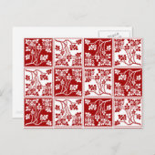 Carte Postale Fleur sauvage Rouge Blanc Carrelé Joli À damiers F (Devant / Derrière)
