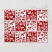 Carte Postale Fleur sauvage Rouge Blanc Carrelé Joli À damiers F (Devant)