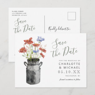 Carte Postale fleur sauvage rustique milkbucket enregistrer la d