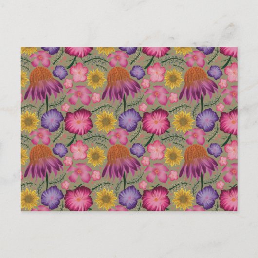 Carte Postale Fleur sauvage Sage vert motif floral (Devant)