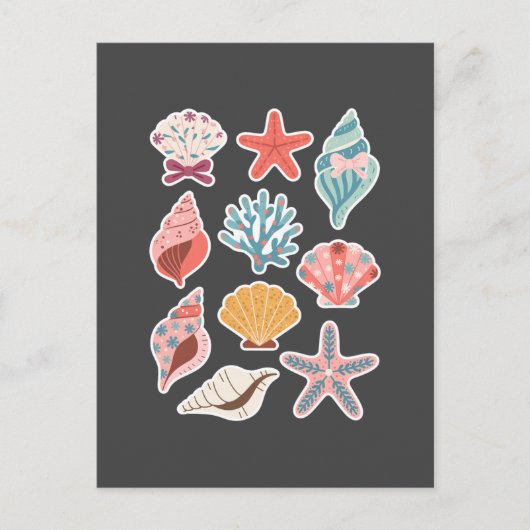 Carte Postale Fleur sauvage Seashell Clam Summer Vibes Floral Be (Devant)