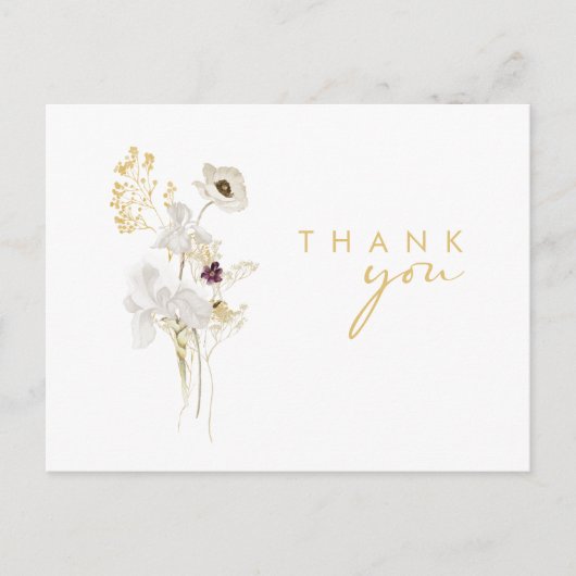 Carte Postale Fleur sauvage Whimsical Bouquet Mariage Merci Pos (Devant)