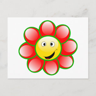 Carte Postale Fleur souriante mignonne