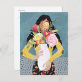 Carte Postale Fleur Vase fille (Devant / Derrière)