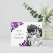 Carte Postale Fleur violette à l'aquarelle. Remerciements de mar (Debout devant)