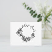Carte Postale Fleur Wreath noir et blanc (Debout devant)