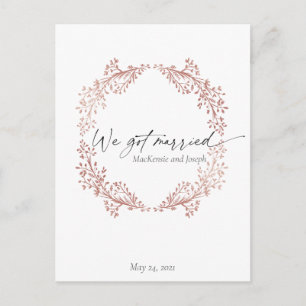 Carte Postale Fleur Wreath Nous Nous Sommes Mariés Faire-part In