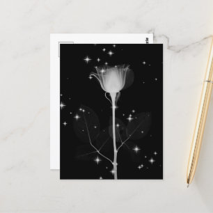 Carte Postale Fleur X-Ray Étincelante - B&W