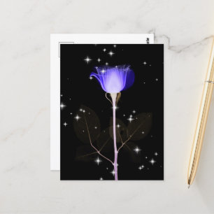 Carte Postale Fleur X-Ray étincelante - Indigo