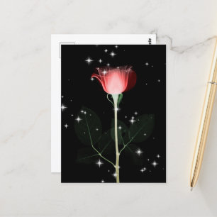 Carte Postale Fleur X-Ray étincelante - Rouge