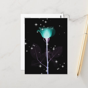 Carte Postale Fleur X-Ray Étincelante - Turquoise