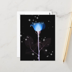 Carte Postale Fleur X-Ray scintillante - Bleu