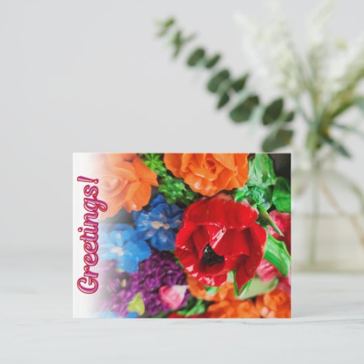 Carte postale fleurie (Debout devant)