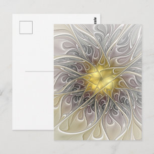Carte Postale Fleurir Avec Or Moderne Fleur Abstraite Fractale