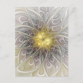 Carte Postale Fleurir Avec Or Moderne Fleur Abstraite Fractale (Devant)