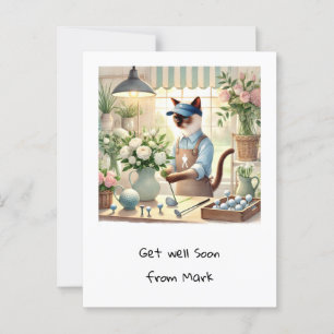Carte Postale Fleuriste de golf pour amateurs de chats 