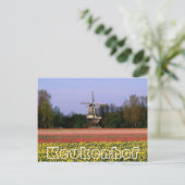 Carte Postale Fleurs à Keukenhof, moulin à vin et champs à bulbe (Debout devant)