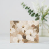 Carte Postale Fleurs Abstraites Crème Marron Beige (Debout devant)