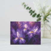 Carte Postale Fleurs Abstraites en Iris violet et blanc (Debout devant)