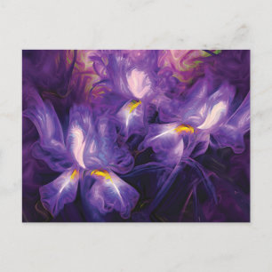 Carte Postale Fleurs Abstraites en Iris violet et blanc