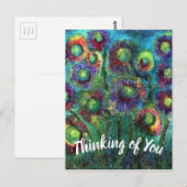 Carte Postale Fleurs Abstraites Pensant à Vous (Devant / Derrière)