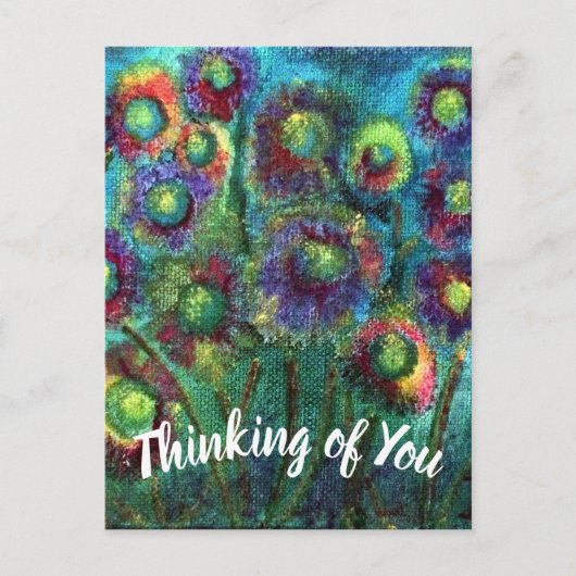 Carte Postale Fleurs Abstraites Pensant à Vous (Devant)