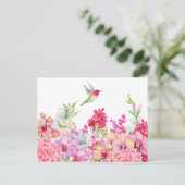 Carte Postale Fleurs aquarelle jardin d'oiseaux (Debout devant)