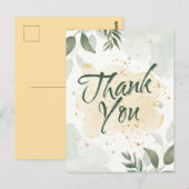 Carte Postale Fleurs aquarelle verte (Devant / Derrière)