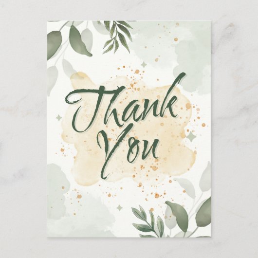 Carte Postale Fleurs aquarelle verte (Devant)
