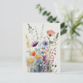 Carte Postale Fleurs aquarelles (Debout devant)
