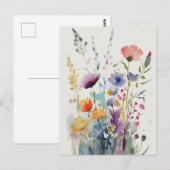 Carte Postale Fleurs aquarelles (Devant / Derrière)
