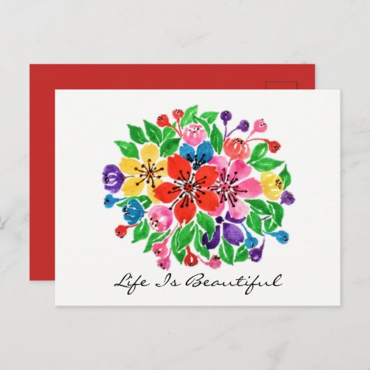 Carte Postale Fleurs aquarelles (Devant / Derrière)