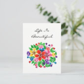 Carte Postale Fleurs aquarelles (Debout devant)