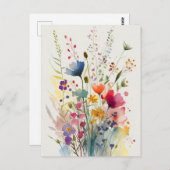 Carte postale Fleurs aquarelles (Devant / Derrière)
