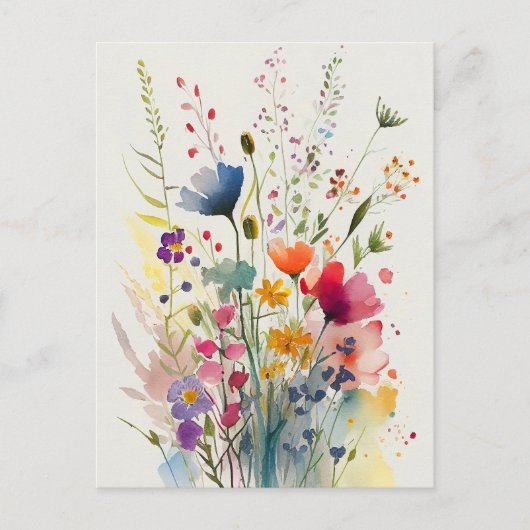 Carte postale Fleurs aquarelles (Devant)