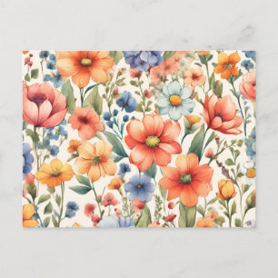 Carte Postale Fleurs aquarelles abstraites pour toutes occasions