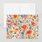 Carte Postale Fleurs aquarelles abstraites pour toutes occasions (Devant / Derrière)