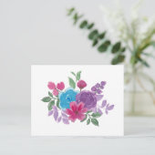 Carte Postale fleurs aquarelles colorées (Debout devant)