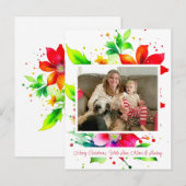Carte Postale Fleurs aquarelles Photo Noël (Devant / Derrière)