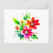 Carte Postale Fleurs aquarelles Photo Noël (Dos)