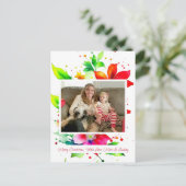 Carte Postale Fleurs aquarelles Photo Noël (Debout devant)