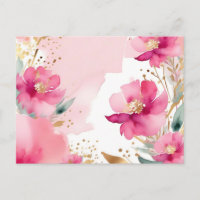 Fleurs aquarelles rose tendre avec or